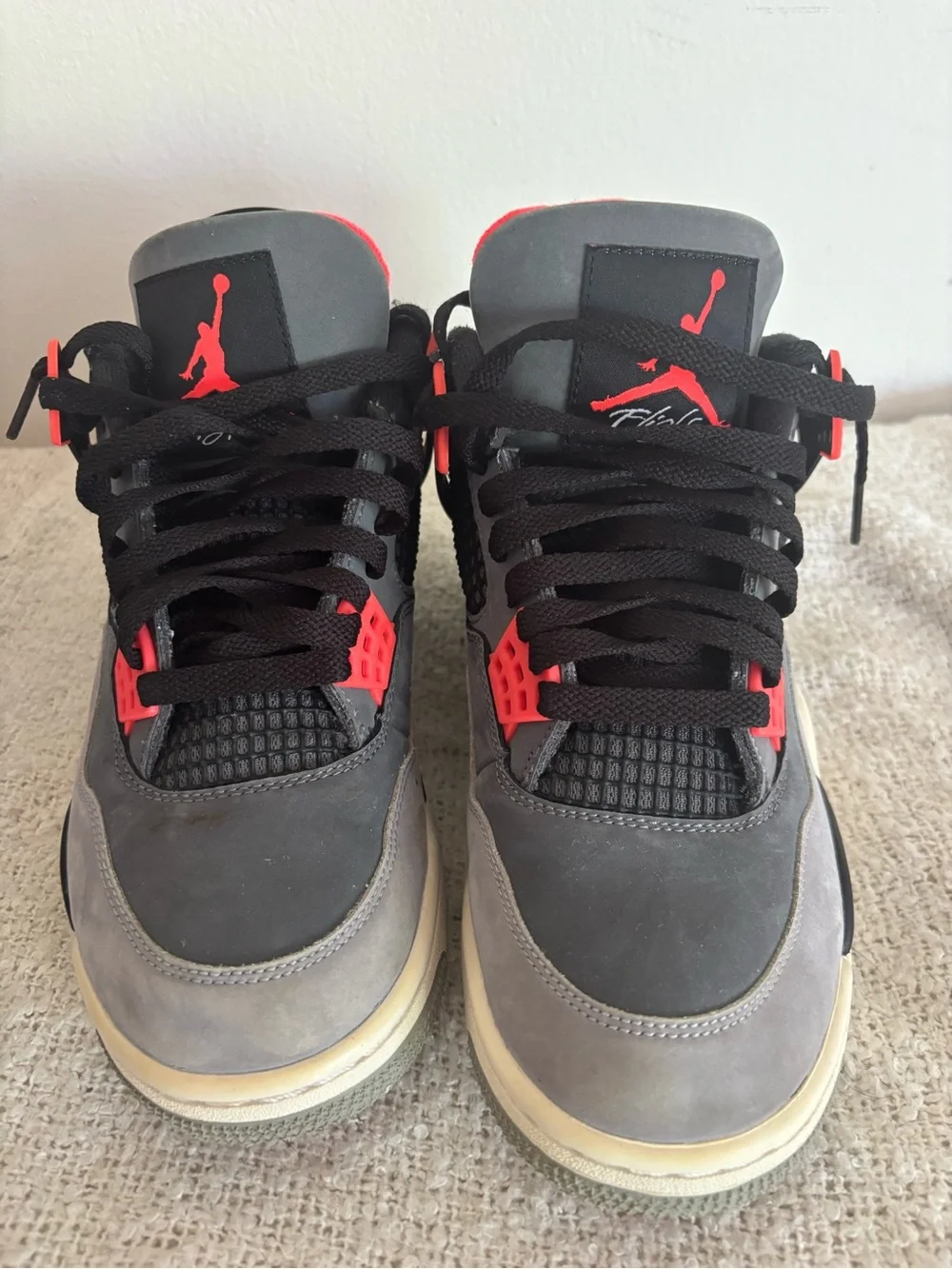 Jordan Retro Sneakers - Grey with Black and Red Accents